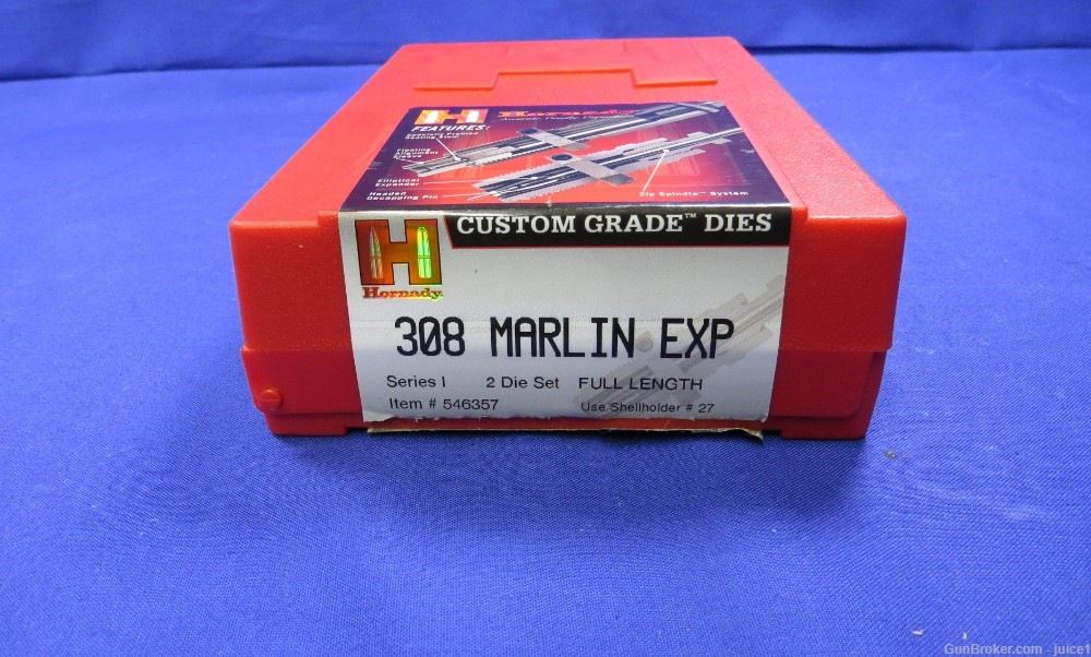 Hornady .308 Marlin Express Custom Grade Dies - 2 Die Set w/ Shell Holder-img-2