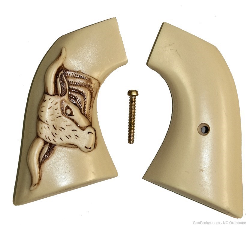 Uberti Old Model P 1873 Ivory-Like Grips With Relief Carved Longhorn-img-0