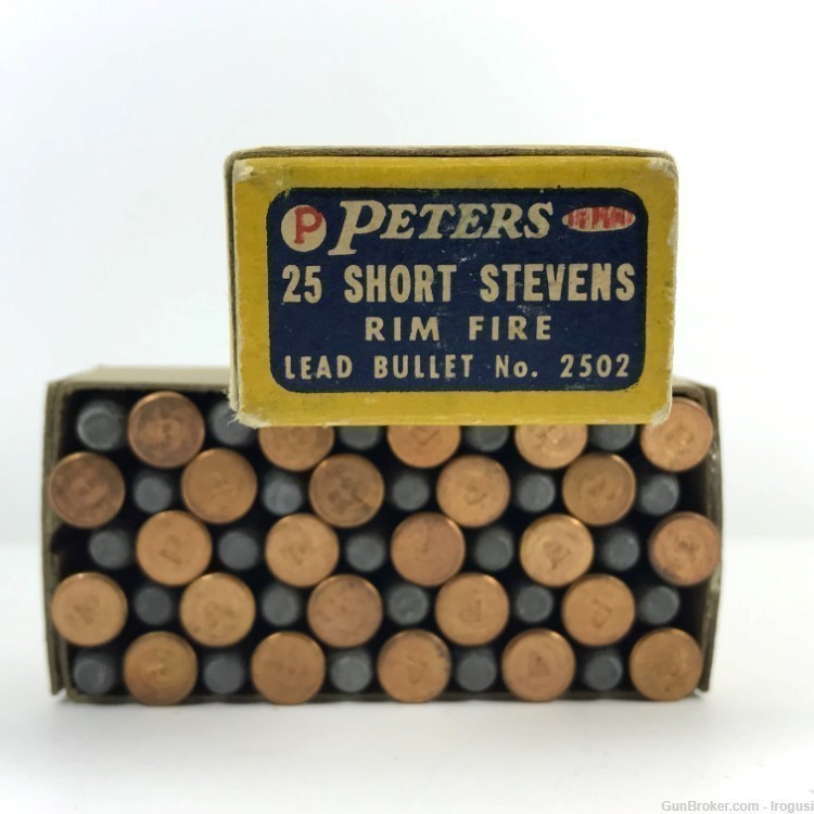 1930s Peters 25 Short Stevens Lead Bullet FULL 50 Rounds Vintage Box 958-TS-img-5