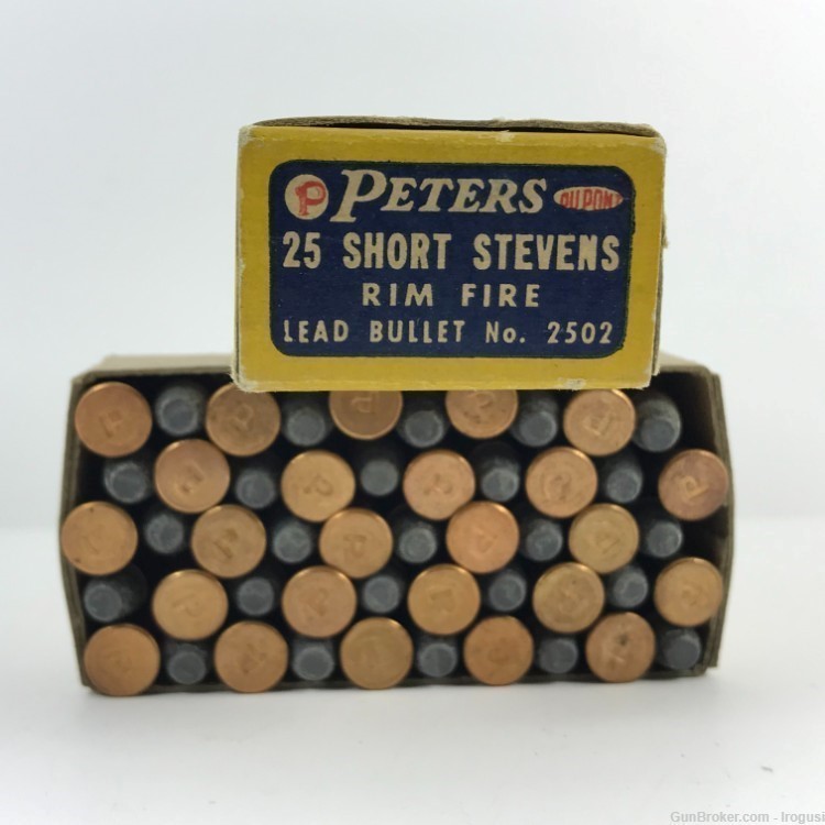 1930s Peters 25 Short Stevens Lead Bullet FULL 50 Rounds Vintage Box 959-TS-img-5