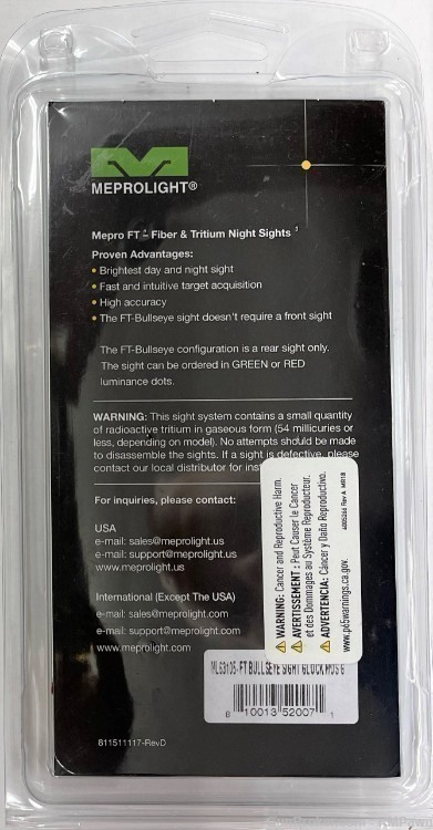 New! Meprolight FT Bullseye Micro Optic Pistol Sight Fiber Optic/Tritium-img-2