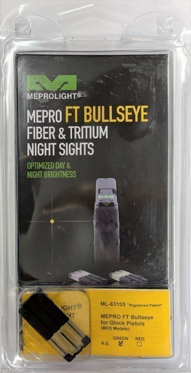 New! Meprolight FT Bullseye Micro Optic Pistol Sight Fiber Optic/Tritium-img-1