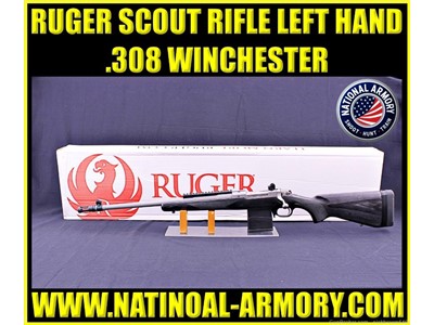 RUGER GUNSITE SCOUT 6821 308WIN 18"BBL BLACK LAMINATE LEFT HAND STAINLESS