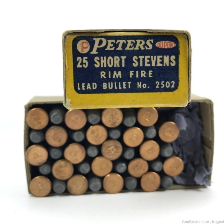 1930s Peters 25 Short Stevens Lead Bullet 40 Rounds Vintage Box 960-RS-img-5