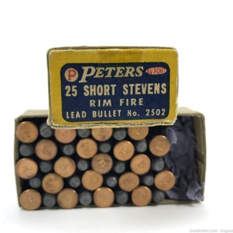 1930s Peters 25 Short Stevens Lead Bullet 40 Rounds Vintage Box 960-RS-img-3