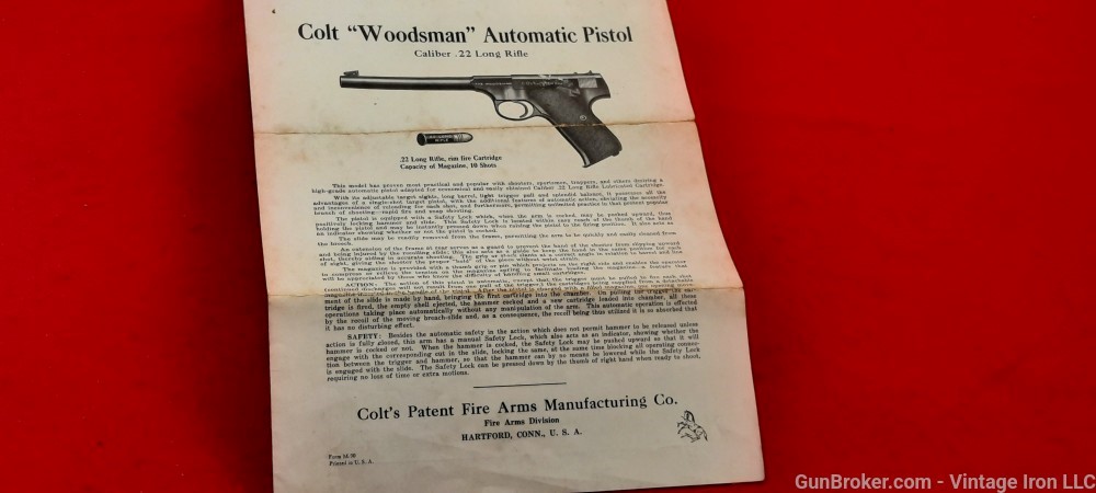 Colt Woodsman Target .22LR. original factory box dating to 1934 RARE! NR-img-10