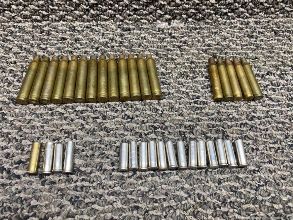 Mixed Lot Of Brass Spent Cases 300 Win Mag 25-06 Rem 357/38 SPL 35 Count-img-0