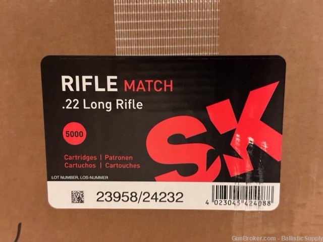 SK Rifle Match Ammunition .22LR - 22 LR - Case of 5000 Rounds-img-0