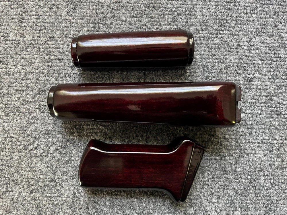 Dark Blood Red Solid Wood Stamped AK Handguard + Pistol Grip Set-img-6
