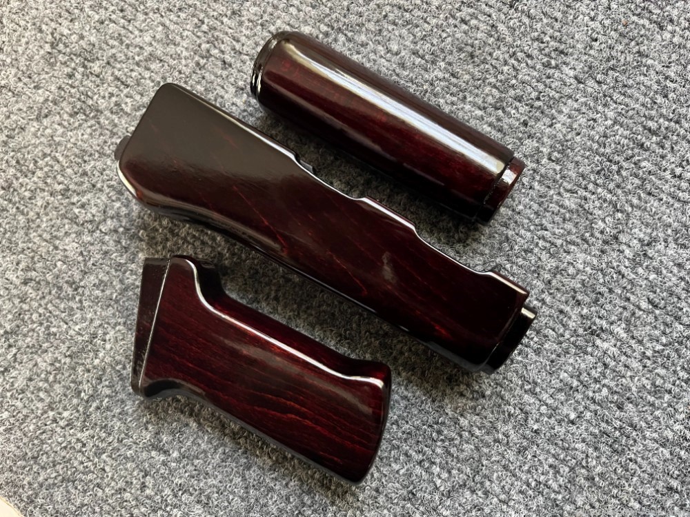 Dark Blood Red Solid Wood Stamped AK Handguard + Pistol Grip Set-img-8