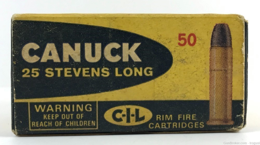 1960s CIL .25 Stevens Long Lead Bullet FULL 50 Rounds Vintage Box 961-TS-img-0