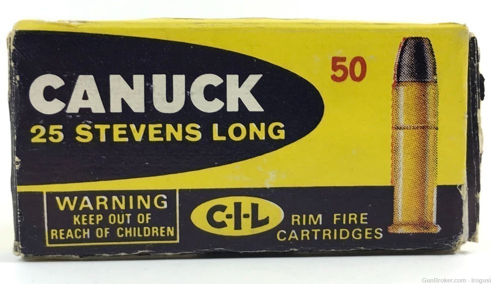 1960s CIL .25 Stevens Long Lead Bullet FULL 50 Rounds Vintage Box 962-TX-img-0