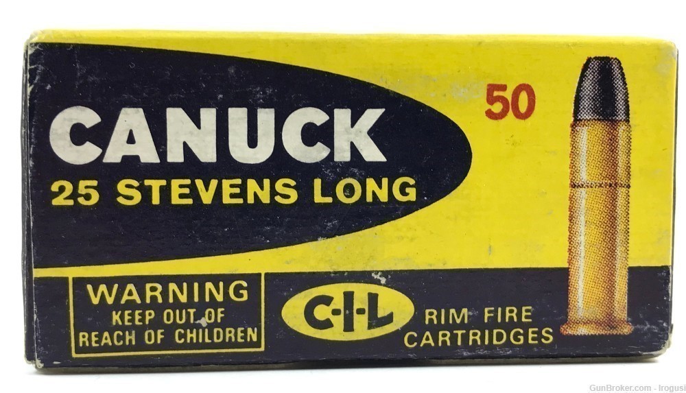 1960s CIL .25 Stevens Long Lead Bullet FULL 50 Rounds Vintage Box 963-TS-img-0