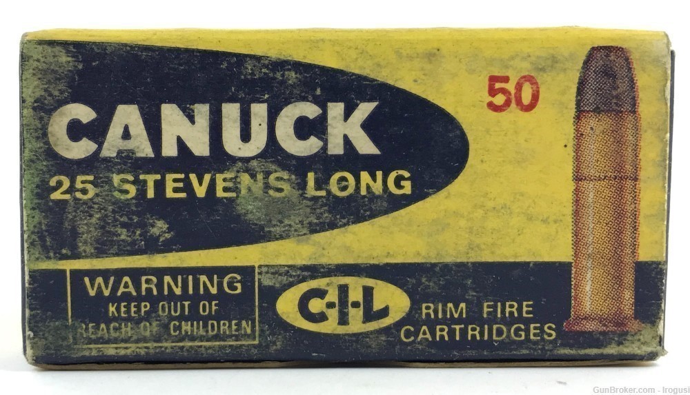 1960s CIL .25 Stevens Long Lead Bullet FULL 50 Rounds Vintage Box 966-TS-img-0