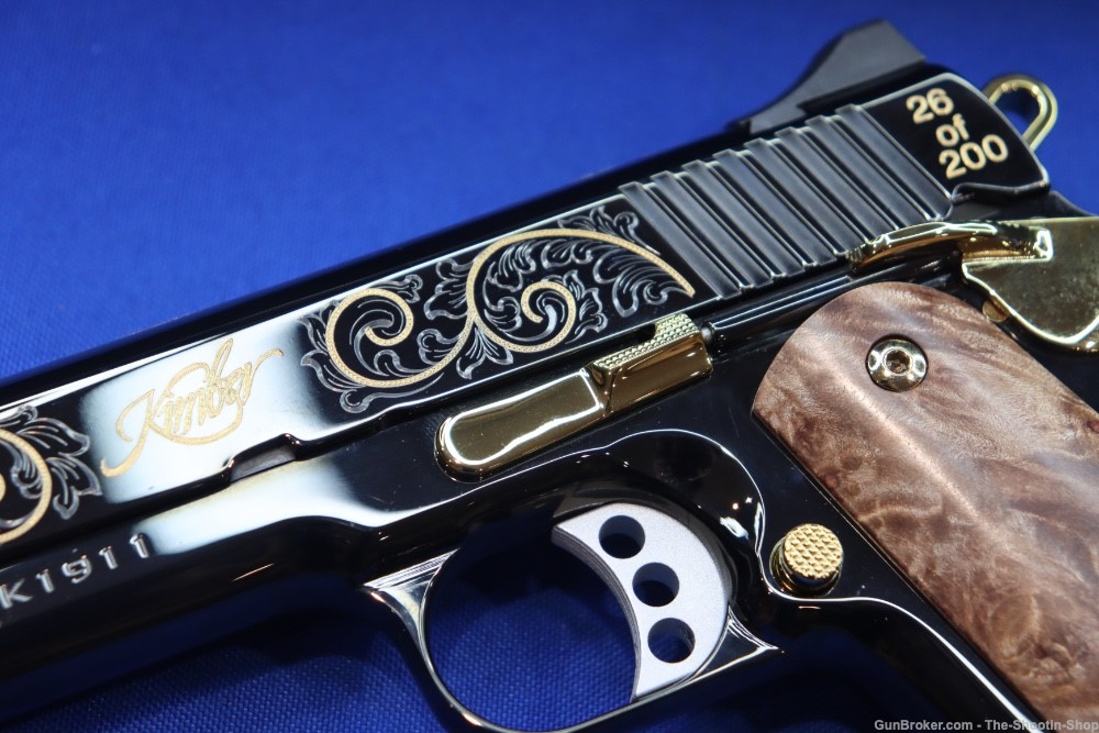 Kimber Black Deluxe 1911 Pistol High Polished Gold Engraved 45ACP 1 of 200 -img-4