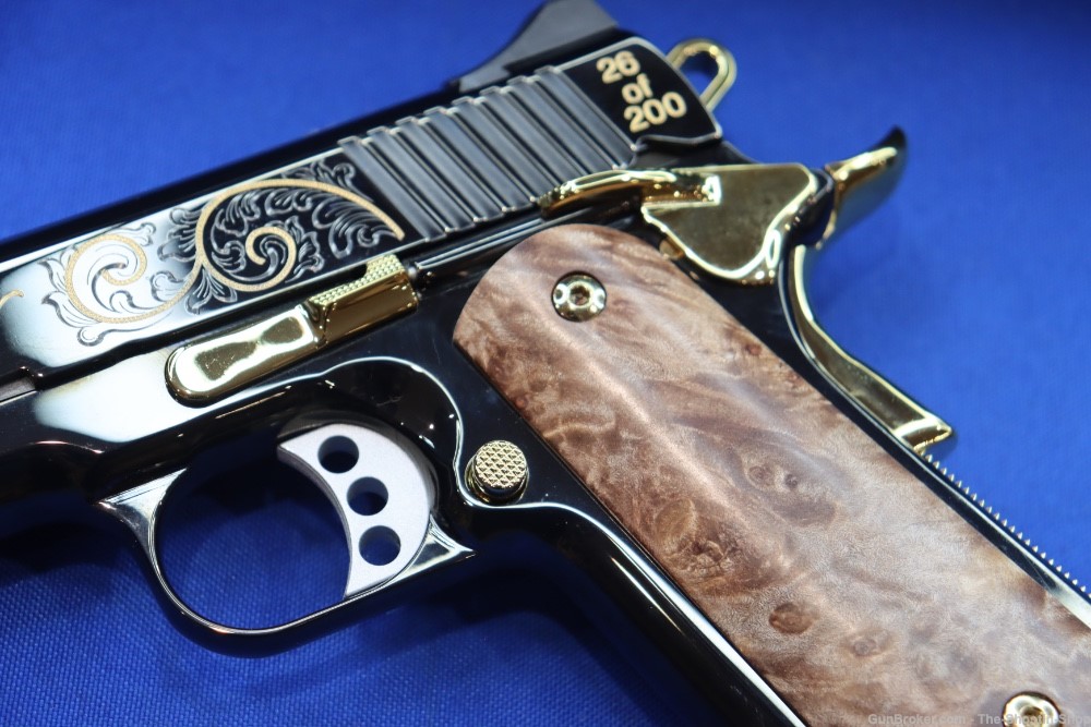 Kimber Black Deluxe 1911 Pistol High Polished Gold Engraved 45ACP 1 of 200 -img-6
