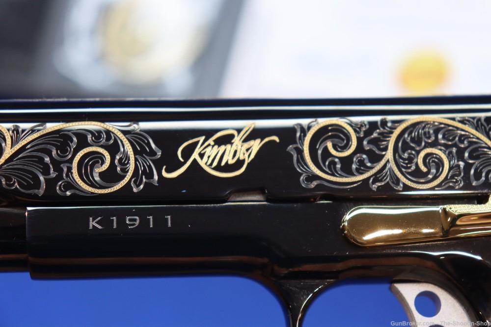 Kimber Black Deluxe 1911 Pistol High Polished Gold Engraved 45ACP 1 of 200 -img-22
