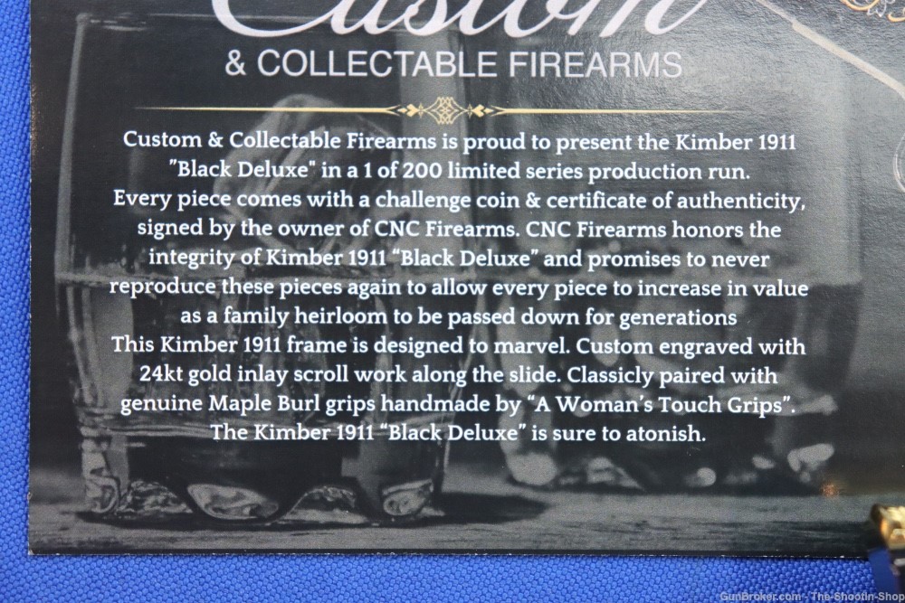 Kimber Black Deluxe 1911 Pistol High Polished Gold Engraved 45ACP 1 of 200 -img-33
