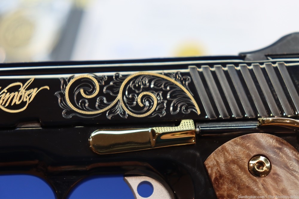Kimber Black Deluxe 1911 Pistol High Polished Gold Engraved 45ACP 1 of 200 -img-23