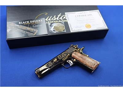 Kimber Black Deluxe 1911 Pistol High Polished Gold Engraved 45ACP 1 of 200 