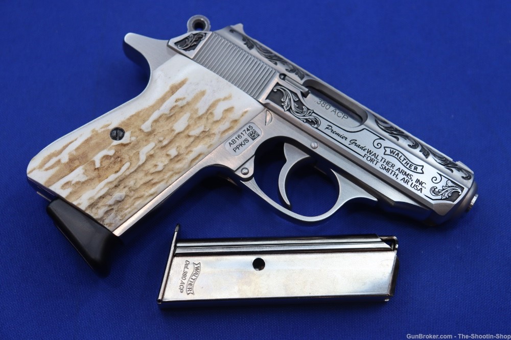 Walther Model PPK/S Pistol Stainless Engraved 380ACP PREMIER GRADE Stag 380-img-22