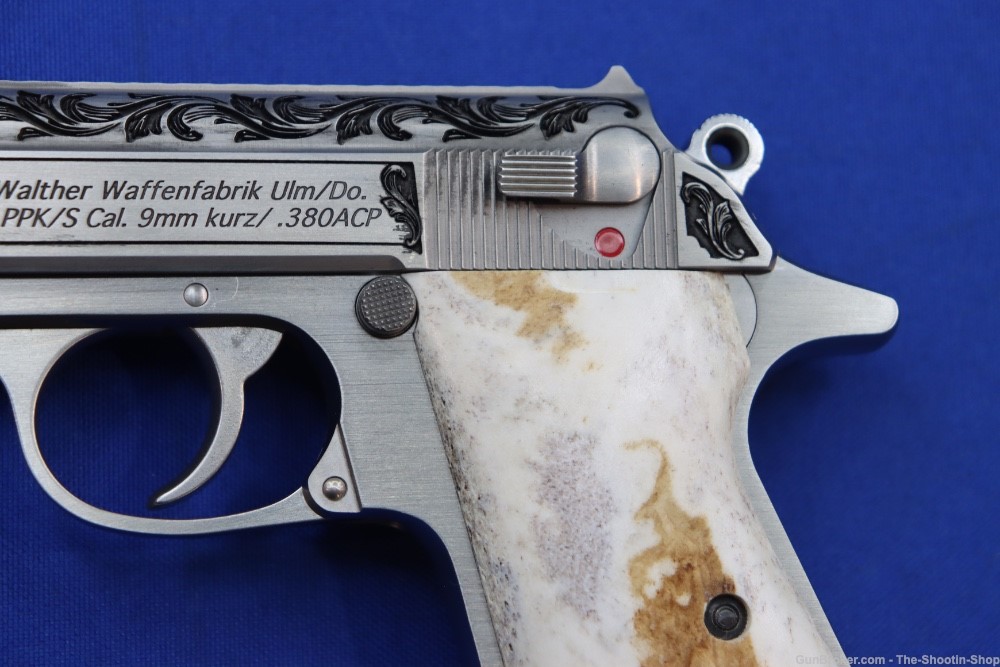 Walther Model PPK/S Pistol Stainless Engraved 380ACP PREMIER GRADE Stag 380-img-5