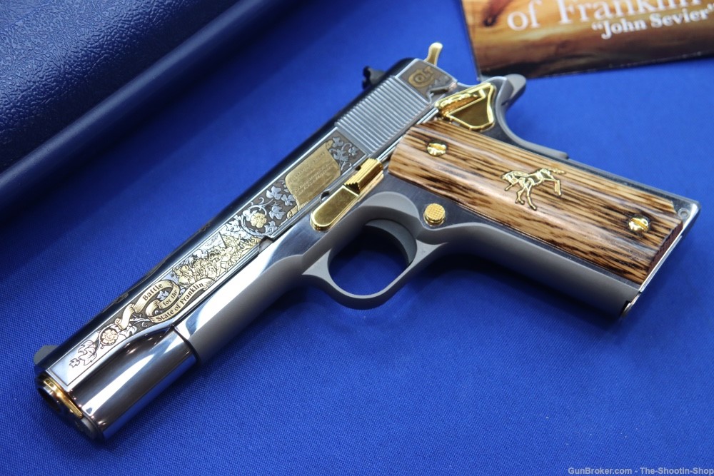 Colt 1911 Pistol LOST STATE OF FRANKLIN Gold Engraved 45ACP Stainless 45 SA-img-1