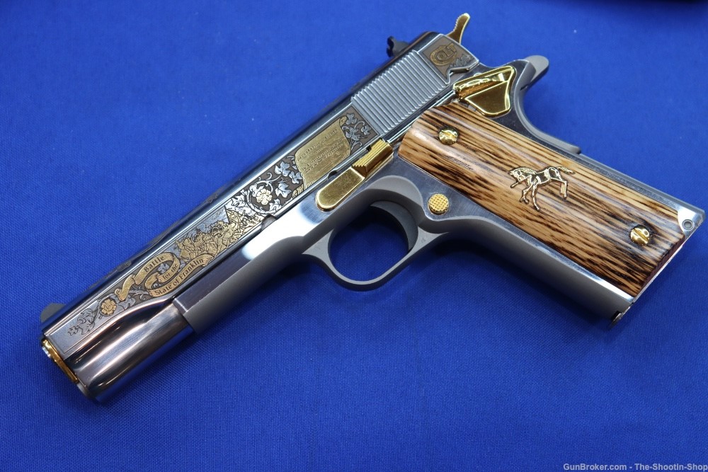 Colt 1911 Pistol LOST STATE OF FRANKLIN Gold Engraved 45ACP Stainless 45 SA-img-26