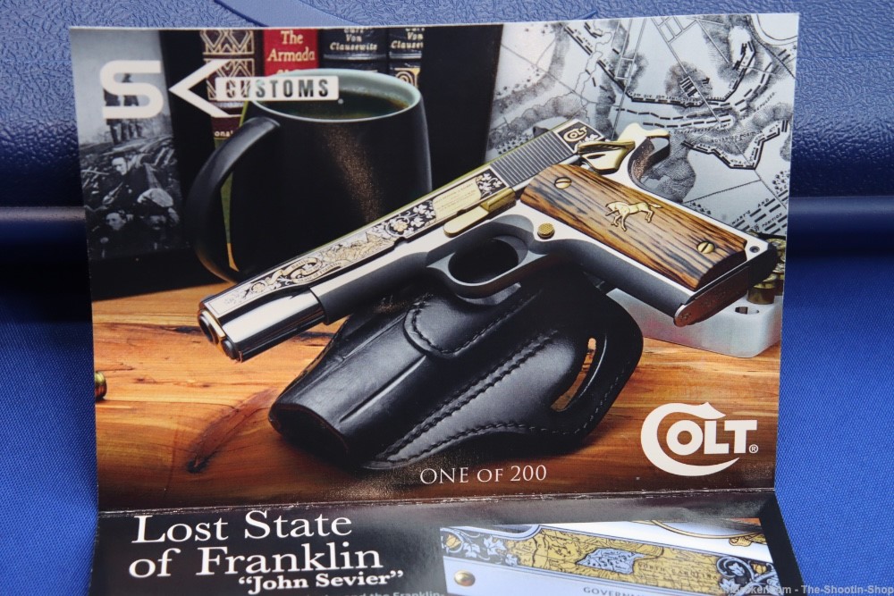 Colt 1911 Pistol LOST STATE OF FRANKLIN Gold Engraved 45ACP Stainless 45 SA-img-28