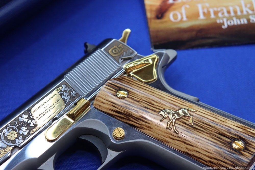 Colt 1911 Pistol LOST STATE OF FRANKLIN Gold Engraved 45ACP Stainless 45 SA-img-5