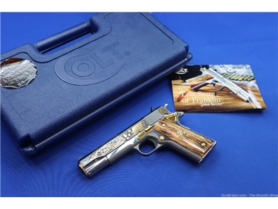 Colt 1911 Pistol LOST STATE OF FRANKLIN Gold Engraved 45ACP Stainless 45 SA