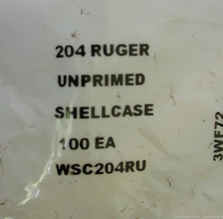 100 NEW .204 RUGER Brass Cases for Reloading Winchester Brand-img-1