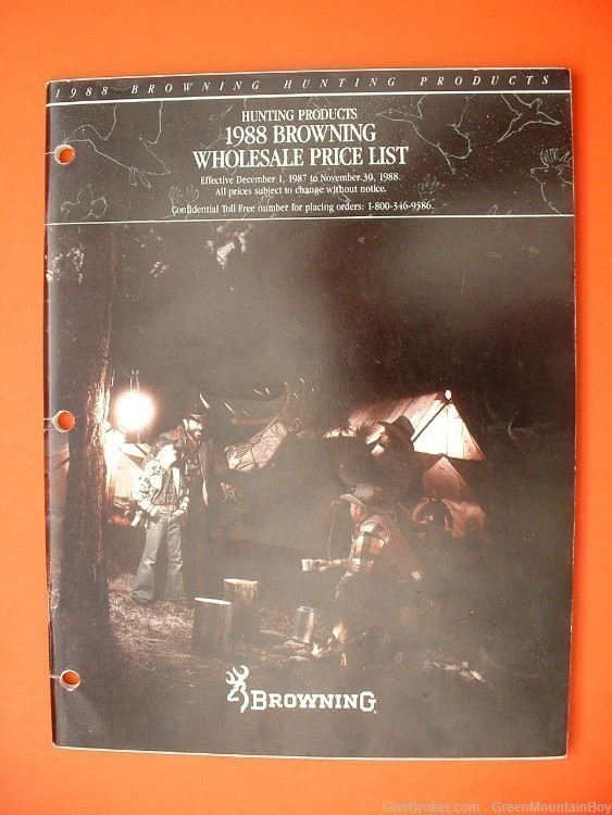 1988 OEM BROWNING Catalog Companion Dealer/Retail Price List - XLNT ! -img-0