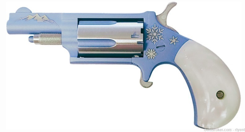 NAA Mini-Revolver, .22Mag, Engraved, Polar Ice Blue, Pearlite Grips- NEW!-img-0