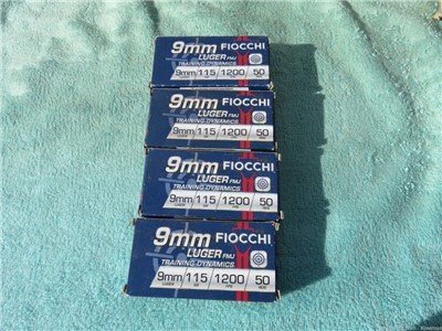 Penney Start 9mm Fiocchi 200 Rounds. 115gr 1200fps