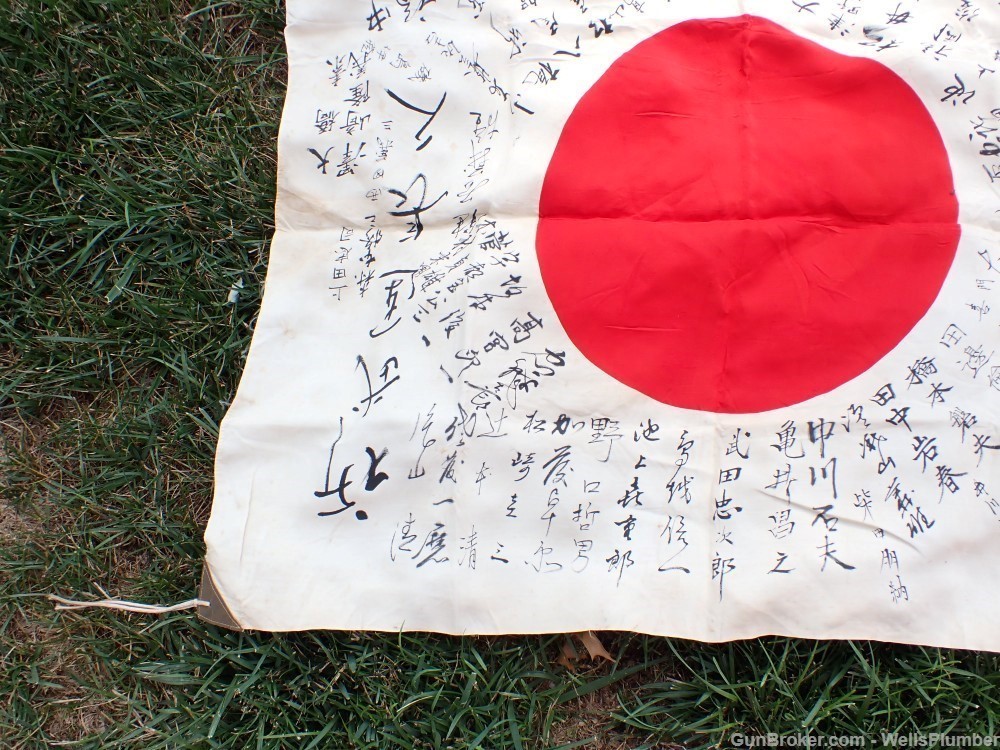 JAPANESE WWII YOSEGAKI HINOMARU GOOD LUCK SOLDIERS FLAG-img-11