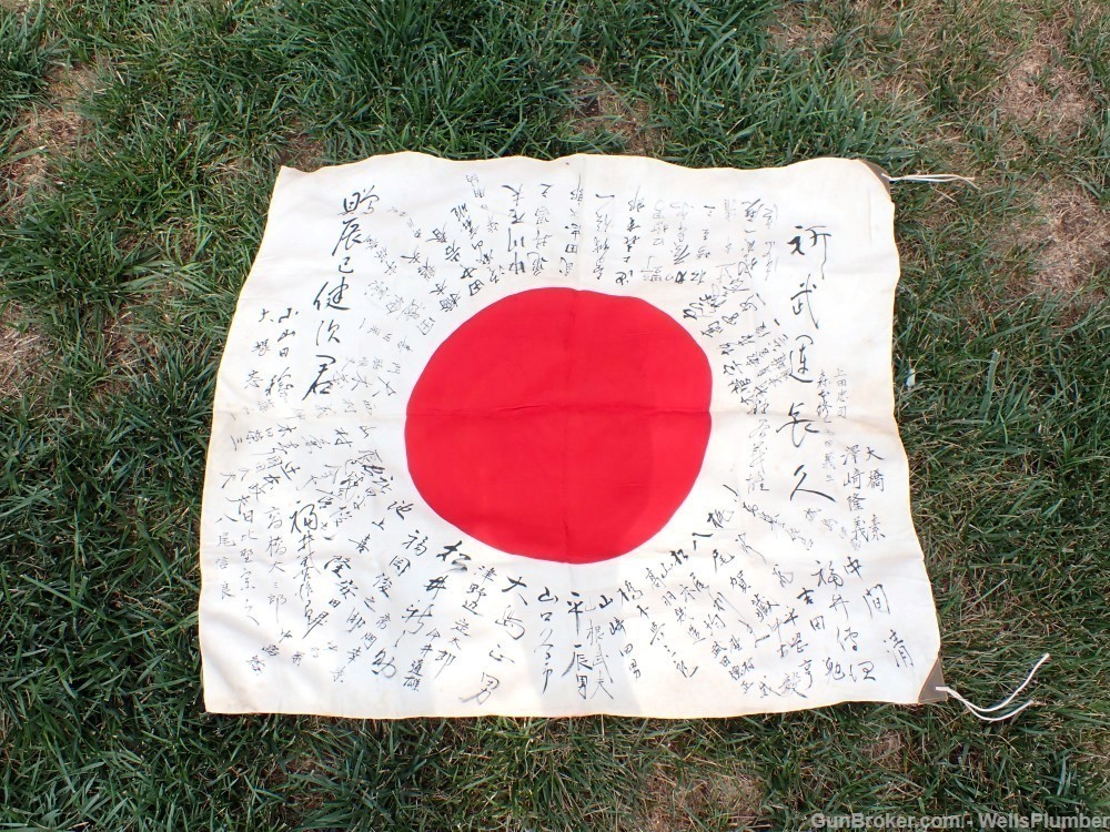 JAPANESE WWII YOSEGAKI HINOMARU GOOD LUCK SOLDIERS FLAG-img-7