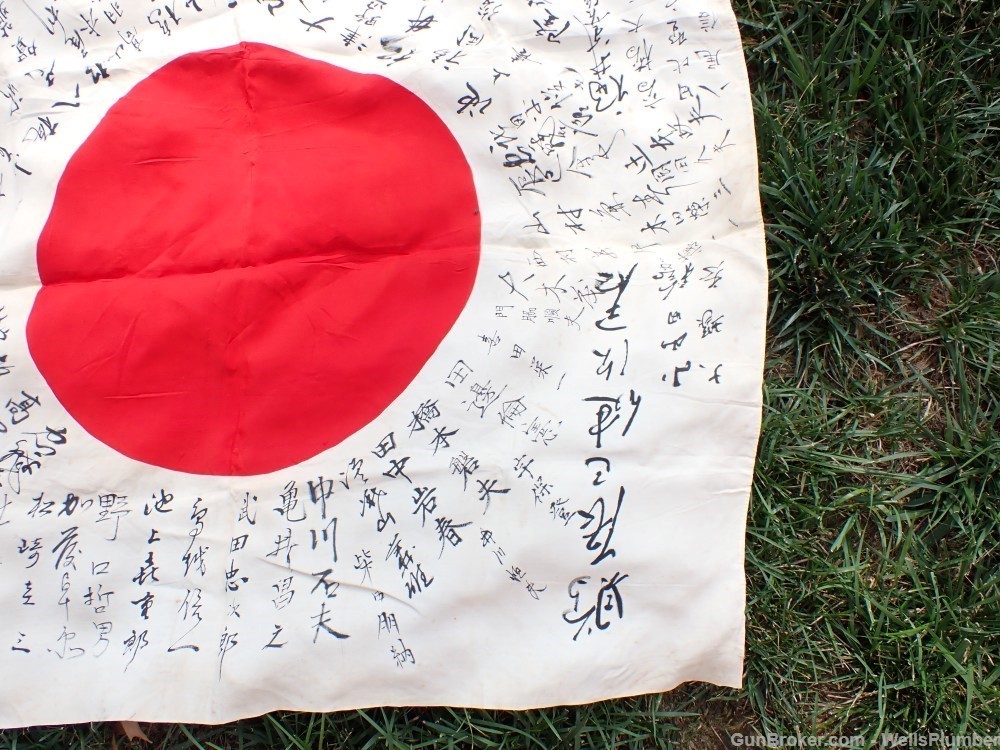 JAPANESE WWII YOSEGAKI HINOMARU GOOD LUCK SOLDIERS FLAG-img-10