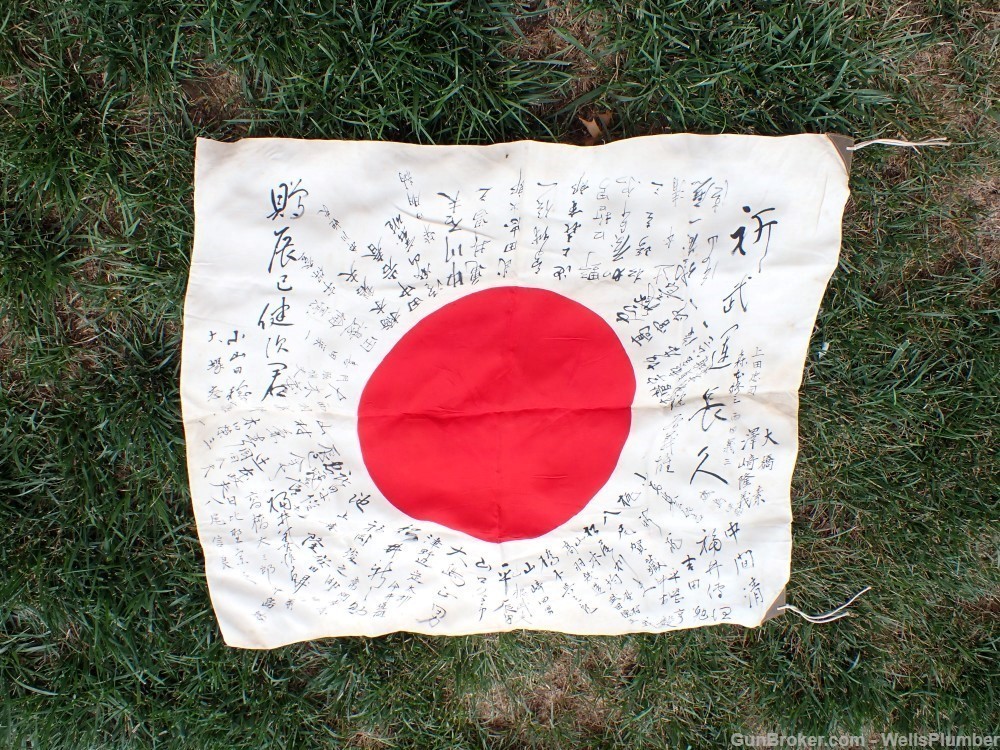 JAPANESE WWII YOSEGAKI HINOMARU GOOD LUCK SOLDIERS FLAG-img-5