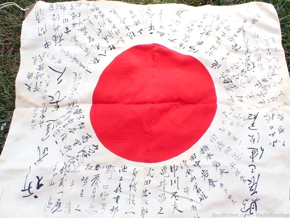 JAPANESE WWII YOSEGAKI HINOMARU GOOD LUCK SOLDIERS FLAG-img-12
