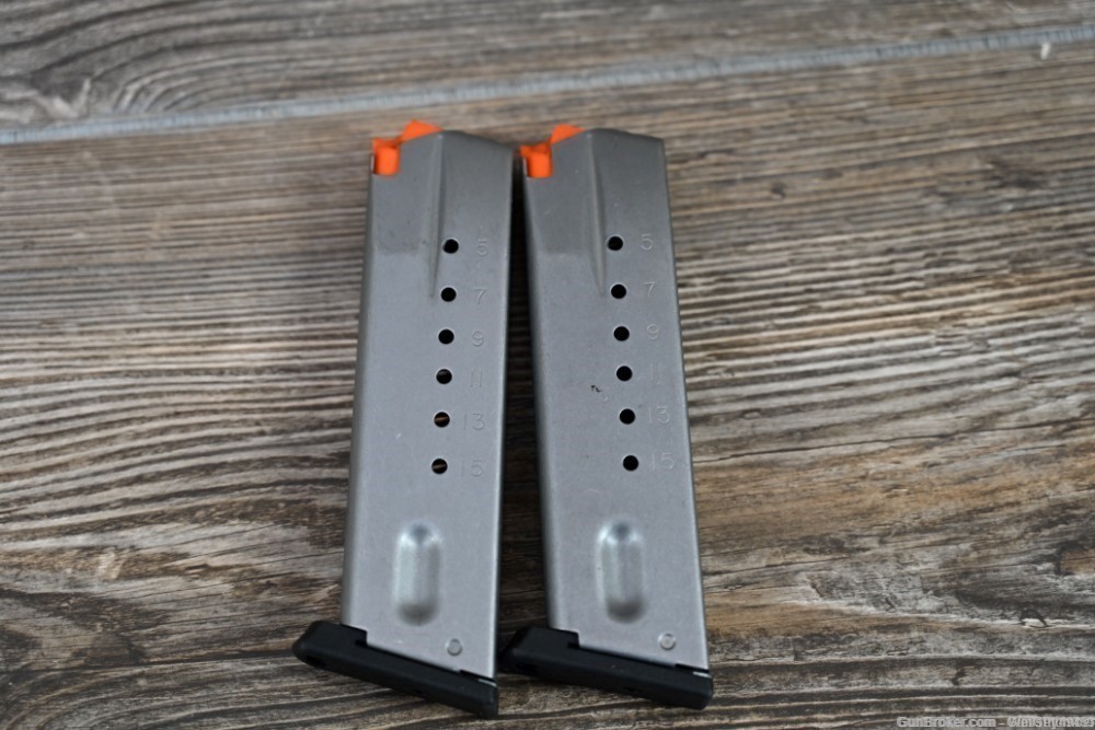 (2 TOTAL) SMITH & WESSON 5906 FACTORY 9MM 15RD STAINLESS MAGAZINE-img-0