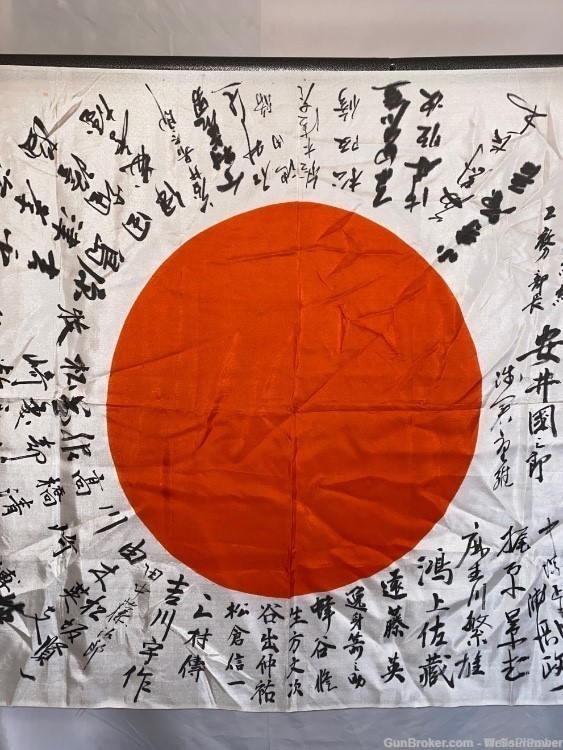 IMPERIAL JAPANESE WWII MEATBALL GOOD LUCK SILK FLAG WITH TIES-img-2