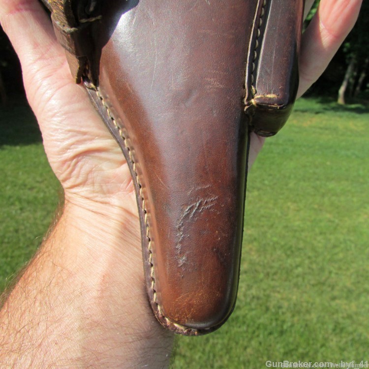 IMPERIAL GERMAN WWI LUGER P08 9MM BROWN LEATHER HOLSTER DATED 1918-img-5