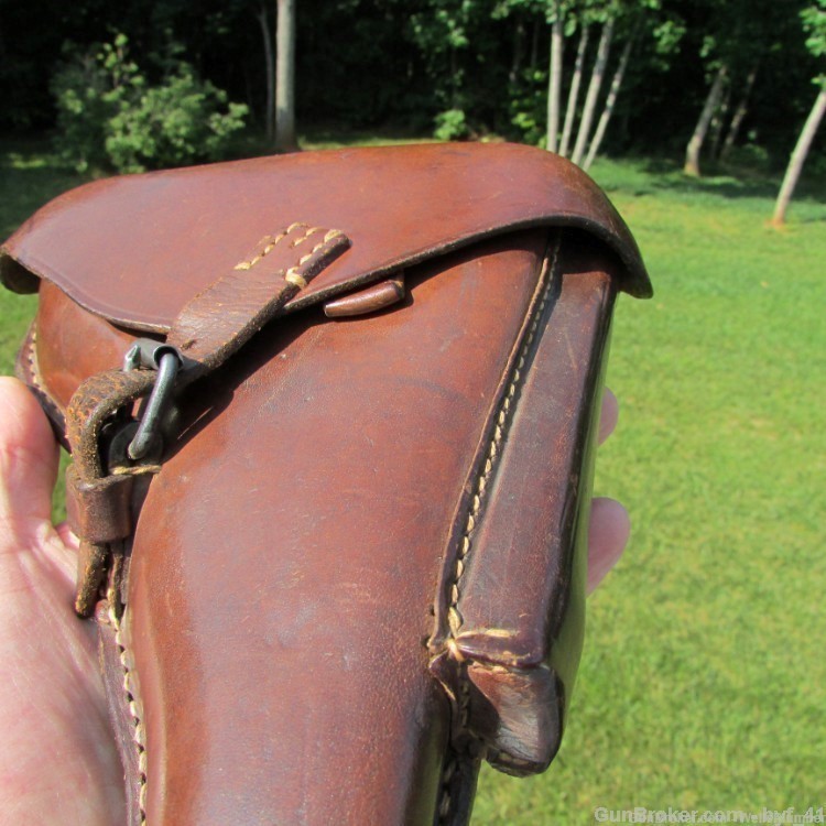 IMPERIAL GERMAN WWI LUGER P08 9MM BROWN LEATHER HOLSTER DATED 1918-img-9