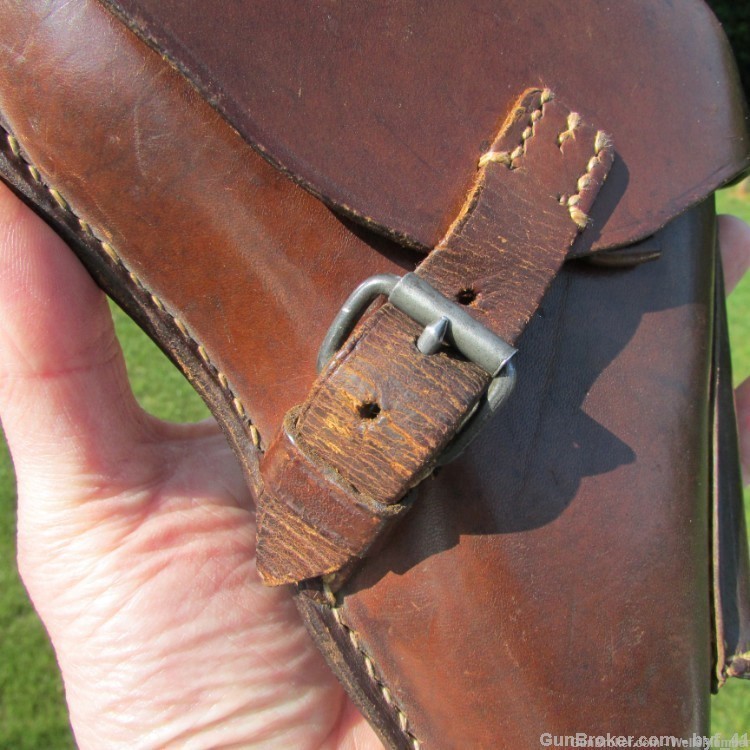 IMPERIAL GERMAN WWI LUGER P08 9MM BROWN LEATHER HOLSTER DATED 1918-img-7