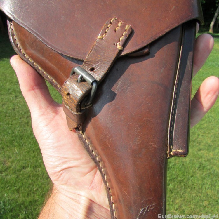 IMPERIAL GERMAN WWI LUGER P08 9MM BROWN LEATHER HOLSTER DATED 1918-img-6