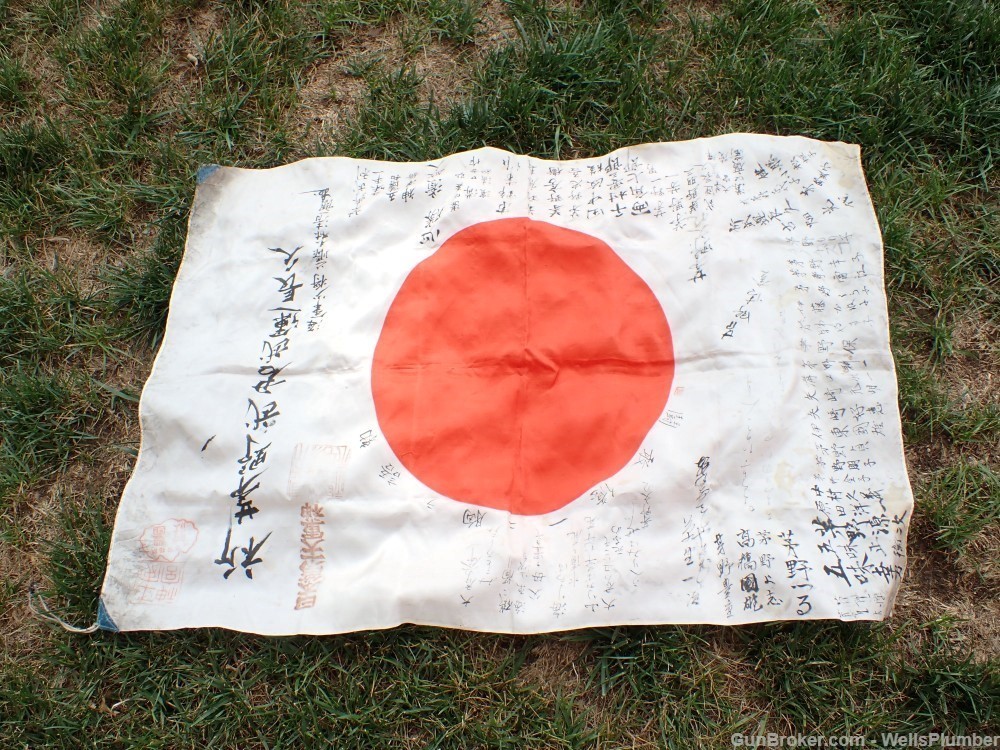 JAPANESE WWII GOOD LUCK FLAG WAR, GOD & IMPERIAL NAVY MEATBALL -img-10