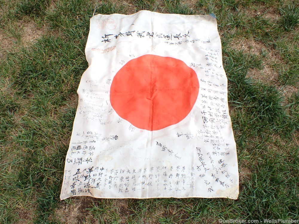 JAPANESE WWII GOOD LUCK FLAG WAR, GOD & IMPERIAL NAVY MEATBALL -img-15