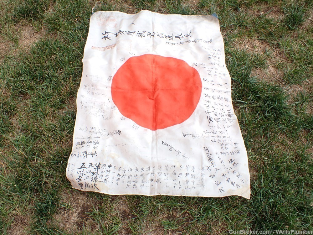 JAPANESE WWII GOOD LUCK FLAG WAR, GOD & IMPERIAL NAVY MEATBALL -img-9