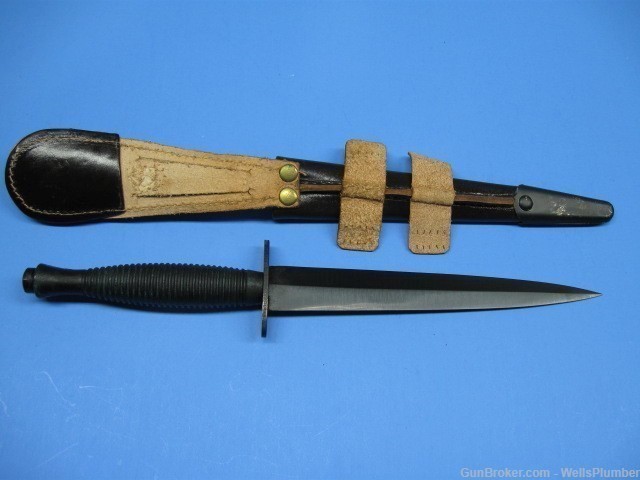 BRITISH F/S STILETTO NATO SHEFFIELD ENGLAND 1976 FIGHTING KNIFE w/ SCABBARD-img-1